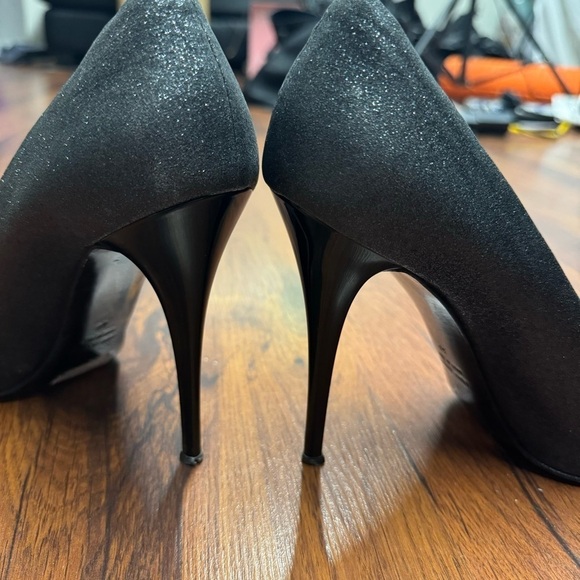 Giuseppe Zanotti Black Glitter Peep Toe Heels EU 40 US 9.5 10 - Picture 12 of 13